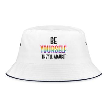 LGBTQ Pride Month - Sei du selbst. Sie werden sich anpassen - Bucket Hat - Weiß/Navy - Vorne