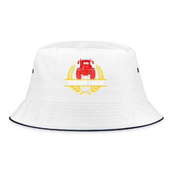Farmer Pride roter Traktor im Lorbeerkranz mit weiß - Bucket Hat - Weiß/Navy - Vorne