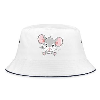 Cute peeking baby mouse - Bucket Hat - white/navy - Front