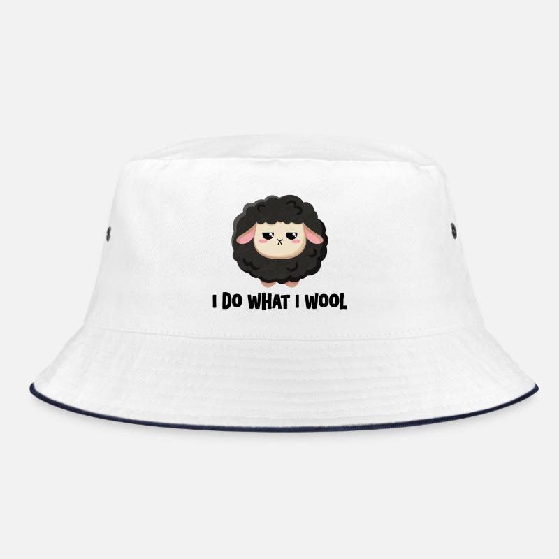 Cute black sheep grumpy with saying Bucket Hat