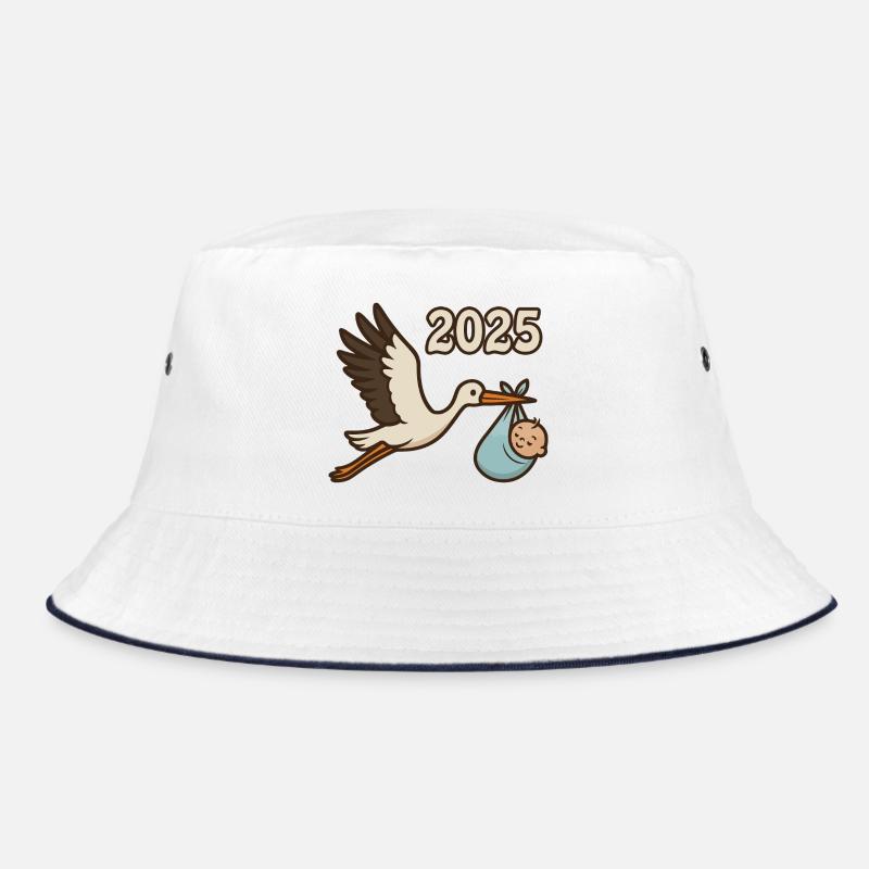 Storch mit Findelkind im Schnabel 2025 Bucket Hat
