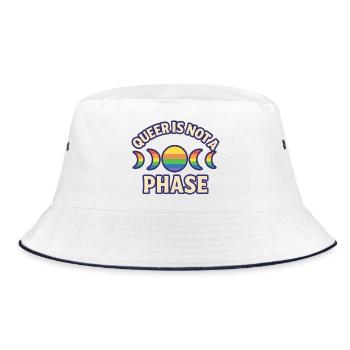 Queer is not a phase – Rainbow Moon Phases - Bucket Hat - white/navy - Front