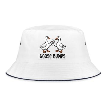 Goose bumps - Gänse mit Fistbump - Wortspiel - Bucket Hat - Weiß/Navy - Vorne