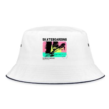 Skateboarding Skate Skater Skateboard Sk8 Vintage - Bucket Hat - Weiß/Navy - Vorne