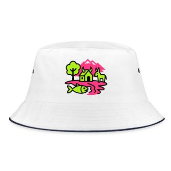 Naïve Pop Art Landscape - Bucket Hat - white/navy - Front