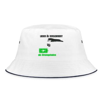 Oil smeared - Bucket Hat - white/navy - Front