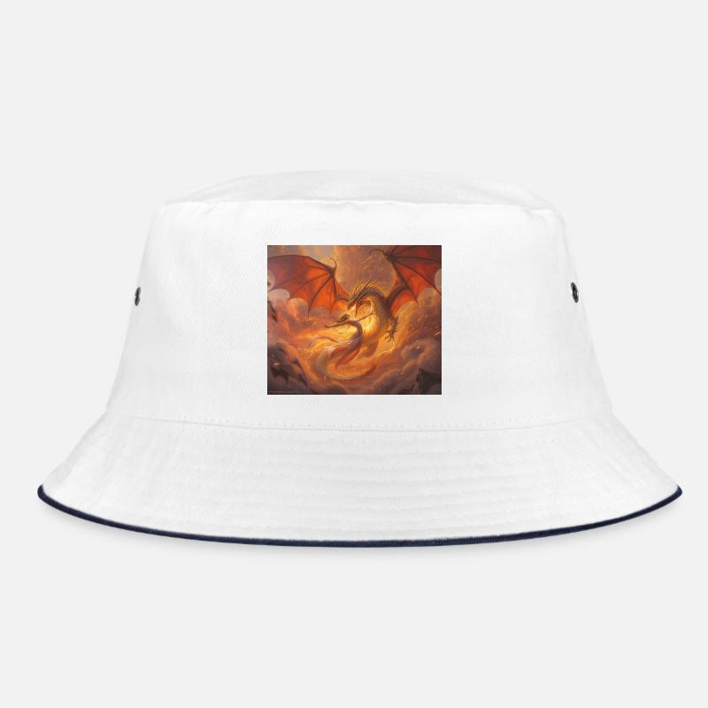 Fire Dragon with Phoenix on the Clouds Bucket Hat