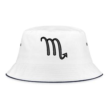 Scorpio Zodiac Sign Symbol Black & Gray - Bucket Hat - white/navy - Front