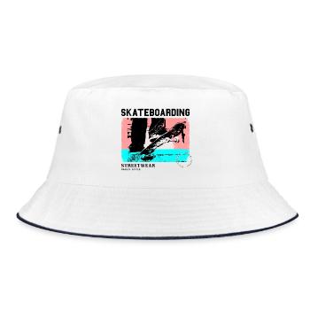 Skateboarding Skate Skater Skateboard Sk8 Vintage - Bucket Hat - Weiß/Navy - Vorne