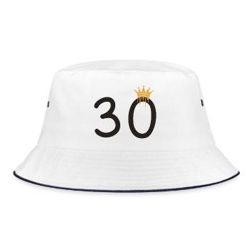 30 - Bucket Hat - white/navy - Front