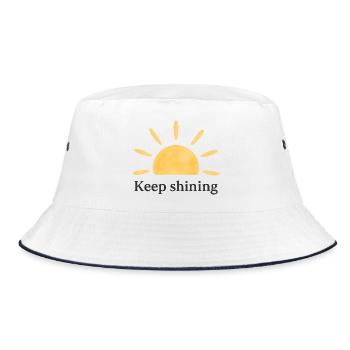 Keep Shining – Sonne – Minimalistisch - Bucket Hat - Weiß/Navy - Vorne