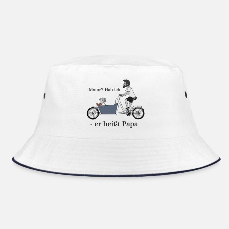 Papa sur vélo cargo - Bob - blanc/marine