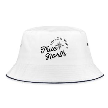 Follow Your True North in black - Bucket Hat - white/navy - Front