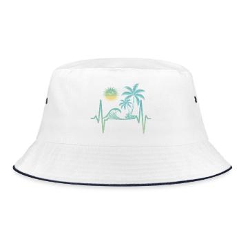 Tropische Palmen und Wellen - Bucket Hat - Weiß/Navy - Vorne