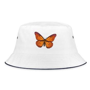 Vivid Butterfly Wings Illustration - Bucket Hat - white/navy - Front