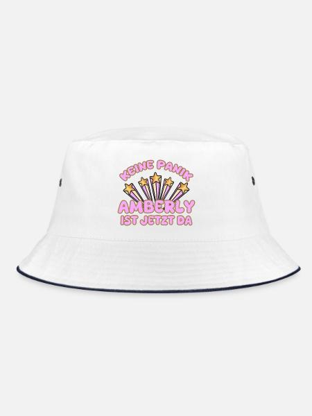Amberly als Frauenname - Bucket Hat - Weiß/Navy - Vorne