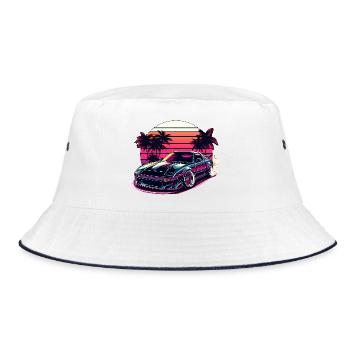 JDM car Japanese Retro Car Racing Drifting Legend - Bucket Hat - white/navy - Front