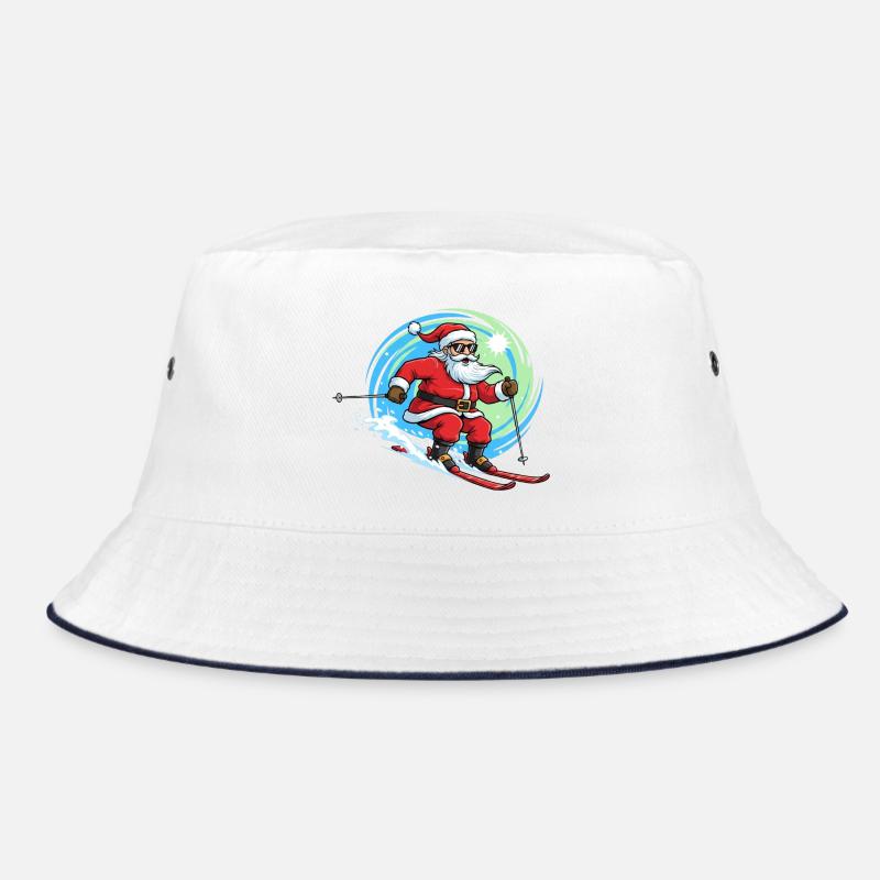 Christmas Man Skiing Winter Fun Bucket Hat