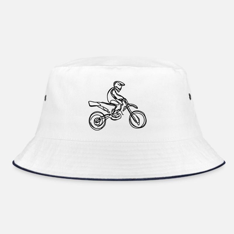 Motocrossfahrer - Bucket Hat - Weiß/Navy