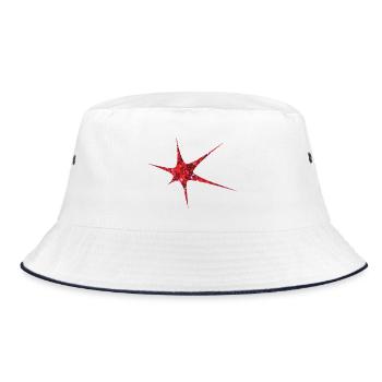 Roter Glitzer Starburst Funkeln - Bucket Hat - Weiß/Navy - Vorne