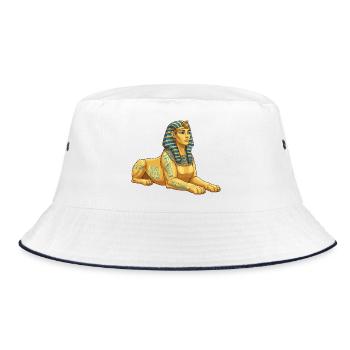 Golden Sphinx with hieroglyphics - Bucket Hat - white/navy - Front