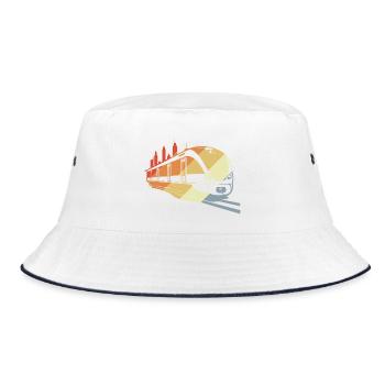 Vintage Eisenbahn Skizze - Bucket Hat - Weiß/Navy - Vorne