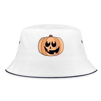 Playful Pumpkin Grin - Bucket Hat - white/navy - Front