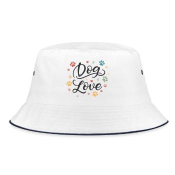 Dog Love: Heart and Patounes - Bucket Hat - white/navy - Front