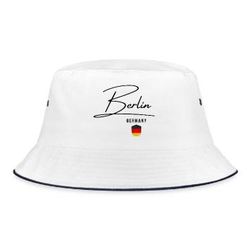 Elegantes Design Berlin, ich liebe Berlin - Bucket Hat - Weiß/Navy - Vorne