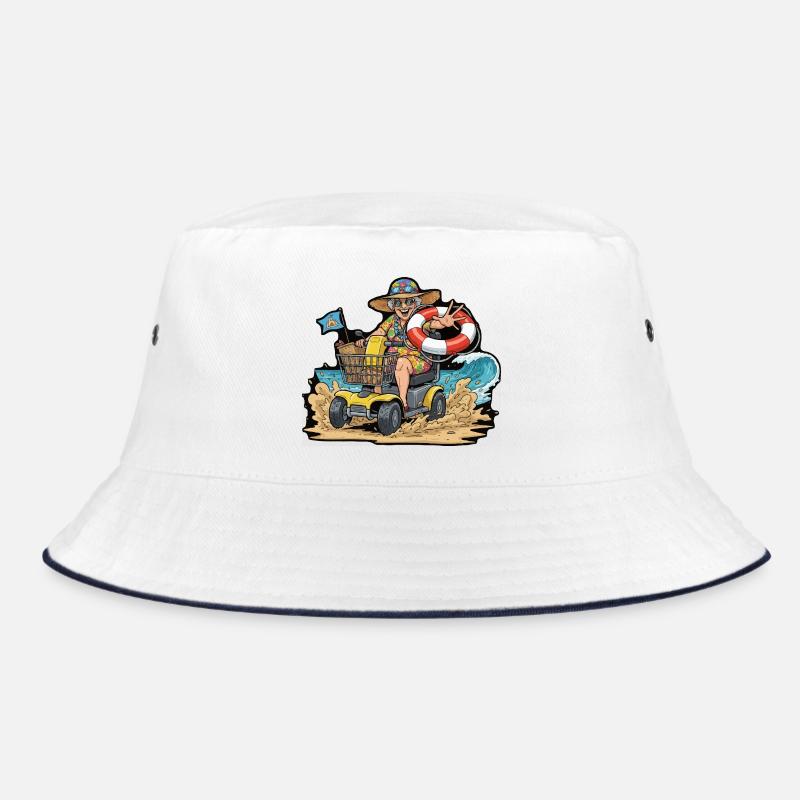 Summer Adventure Granny on Mobility Scooter - Bucket Hat - white/navy