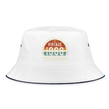60th Birthday 60th Birthday Vintage 1966 - Bucket Hat - white/navy - Front