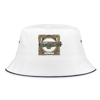 Airship in Art Nouveau frame - Bucket Hat - white/navy - Front