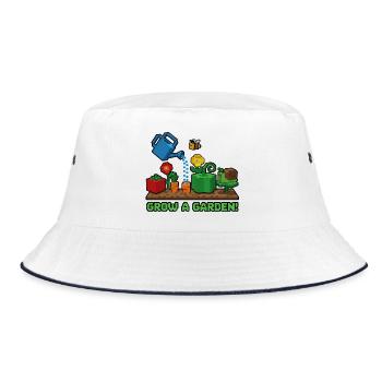 Pixel Garden: Pflanzen und Wachsen - Bucket Hat - Weiß/Navy - Vorne