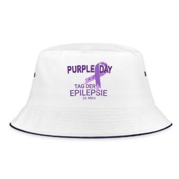 Epilepsy Purple Day - 26. März - Tag Der Epilepsie - Bucket Hat - Weiß/Navy - Vorne