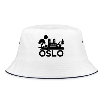 oslo silhouette wahrzeichen - Bucket Hat - Weiß/Navy - Vorne