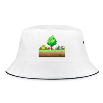 Pixelgarten Abenteuer - Bucket Hat - Weiß/Navy - Vorne