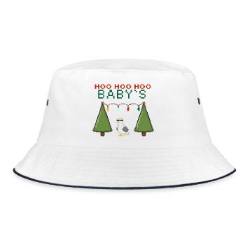 Pixel Christmas Bird with Fairy Lights - Bucket Hat - white/navy - Front