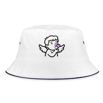 Süßer Amor Engel | Liebe & Valentinstag - Bucket Hat - Weiß/Navy - Vorne