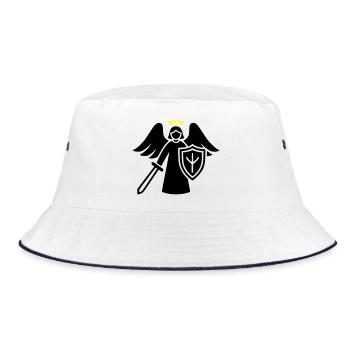 Schutzengel Krieger mit Schild Piktogramm - Bucket Hat - Weiß/Navy - Vorne