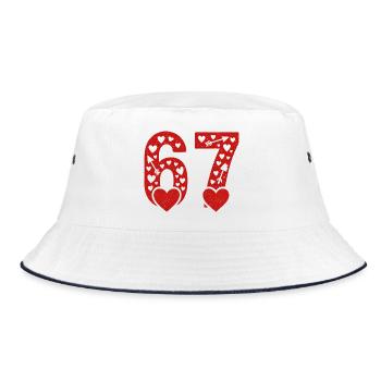 Valentinstag 6-7 Spaß 67 Nummer Valentinstag Sechs - Bucket Hat - Weiß/Navy - Vorne