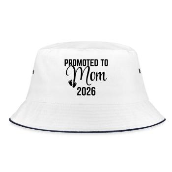 Promoted to Mom 2026 – Neue Mutter 2026 Design - Bucket Hat - Weiß/Navy - Vorne