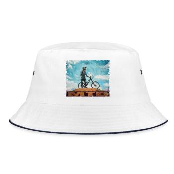 MTB - Bucket Hat - Weiß/Navy - Vorne