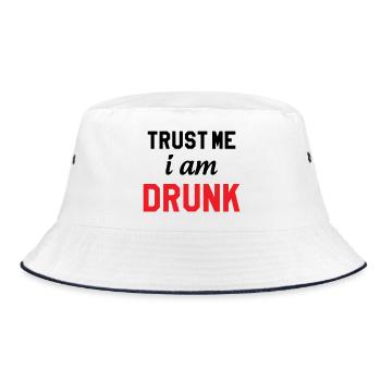 Vertrau mir, ich bin betrunken – Alkohol - Bucket Hat - Weiß/Navy - Vorne