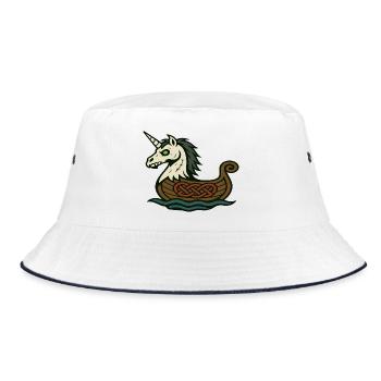 Licorne viking mort-vivant dans un drakkar nordique - Bob - blanc/marine - Devant