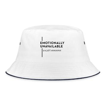 Emotionally Unavailable – Nonsense Mode - Bucket Hat - white/navy - Front