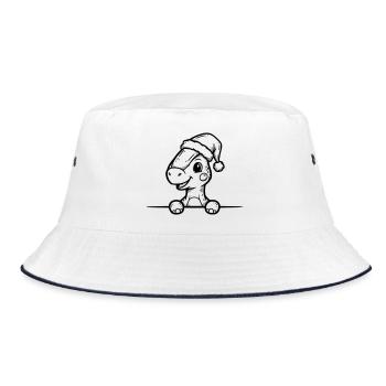 Dino mignon avec un chapeau de Père Noël – style dessin animé - Bob - blanc/marine - Devant