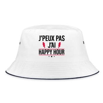 Ich kann nicht, ich habe Happy Hour Humor Aperitif - Bucket Hat - Weiß/Navy - Vorne