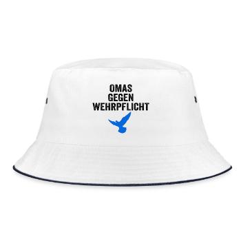 GRANNIES AGAINST CONSCRIPTION with dove of peace - Bucket Hat - white/navy - Front