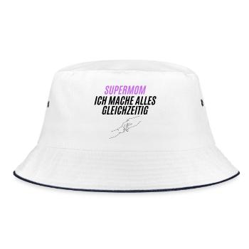 SUPERMOM Silhouette Power - Bucket Hat - white/navy - Front