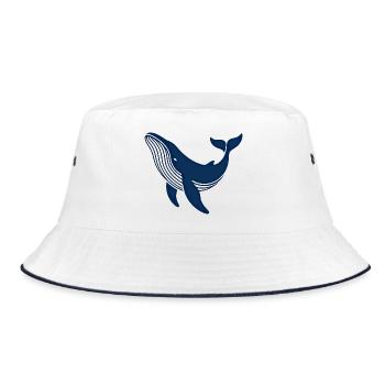 Blauer Wal - Bucket Hat - Weiß/Navy - Vorne